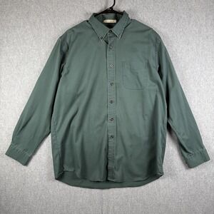 LL Bean Shirt Mens Size Large Reg Green Long Sleeve Wrinkle Free Traditional Fit